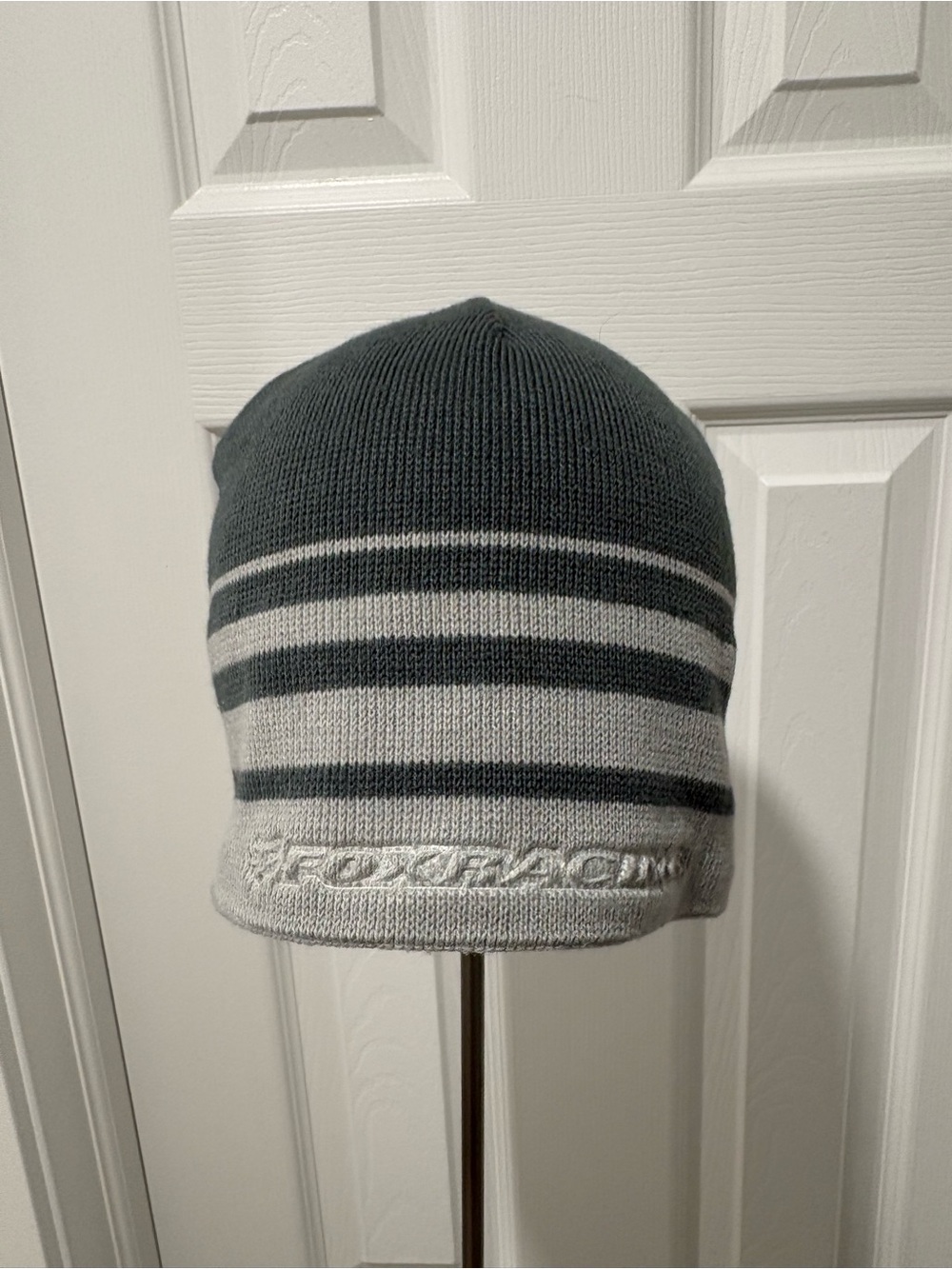Fox Racing Gray Striped Knit Beanie men’s made in Canada
